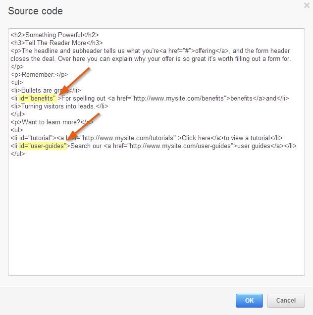 Add id tags to HTML