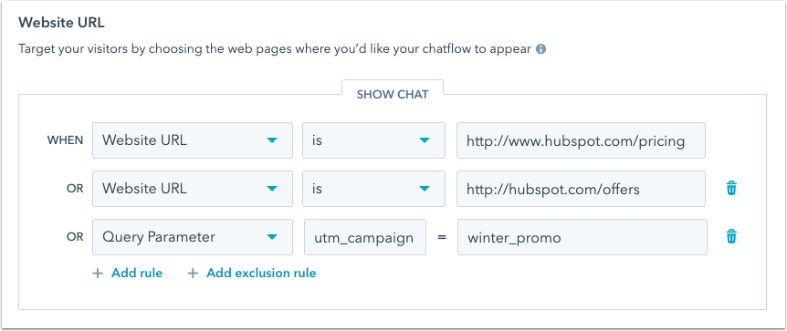chatflows-updated-website-url-targeting