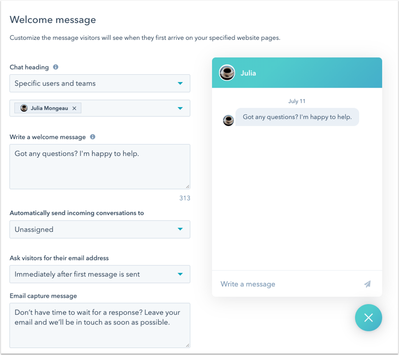 chatflows-welcome-message