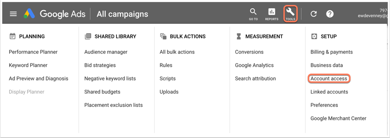 google-campaigns-account-access